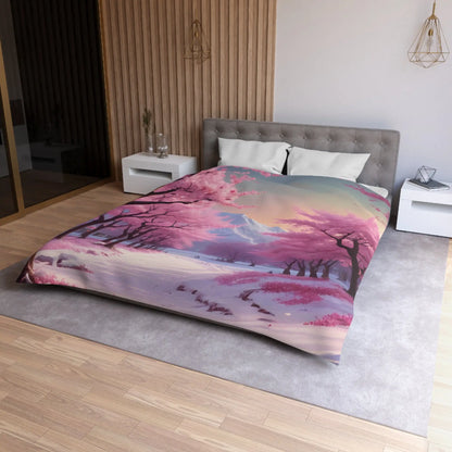 Cherry Blossom Microfiber Duvet Cover Cozy Bedding Spring Decor Floral Comforter Bedroom Makeover Gift Idea - Home Decor