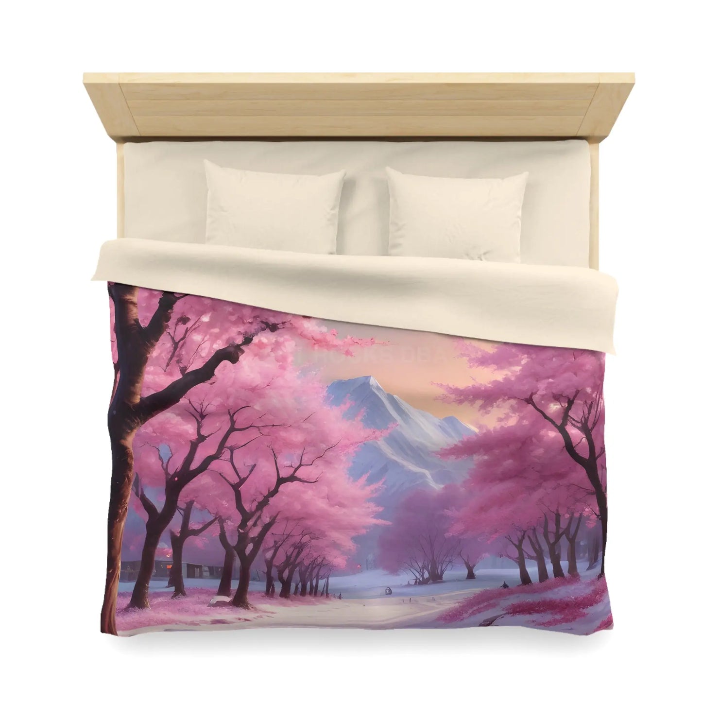 Cherry Blossom Microfiber Duvet Cover Cozy Bedding Spring Decor Floral Comforter Bedroom Makeover Gift Idea - Home Decor
