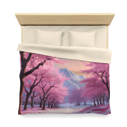 Cherry Blossom Microfiber Duvet Cover Cozy Bedding Spring Decor Floral Comforter Bedroom Makeover Gift Idea - Home Decor