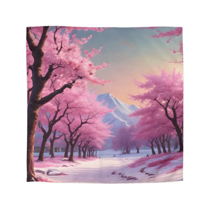 Cherry Blossom Microfiber Duvet Cover Cozy Bedding Spring Decor Floral Comforter Bedroom Makeover Gift Idea - Queen