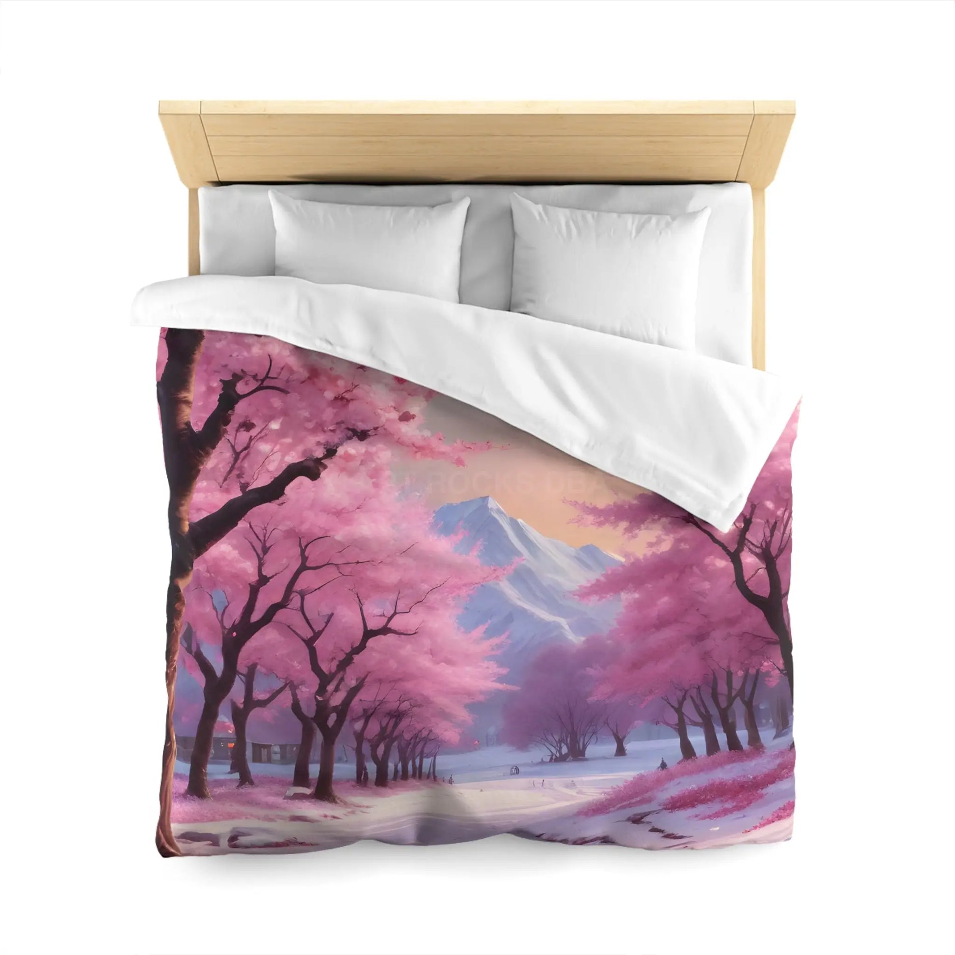 Cherry Blossom Microfiber Duvet Cover Cozy Bedding Spring Decor Floral Comforter Bedroom Makeover Gift Idea - Home Decor