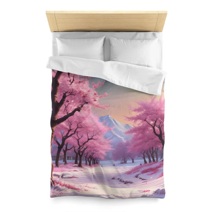 Cherry Blossom Microfiber Duvet Cover Cozy Bedding Spring Decor Floral Comforter Bedroom Makeover Gift Idea - Home Decor