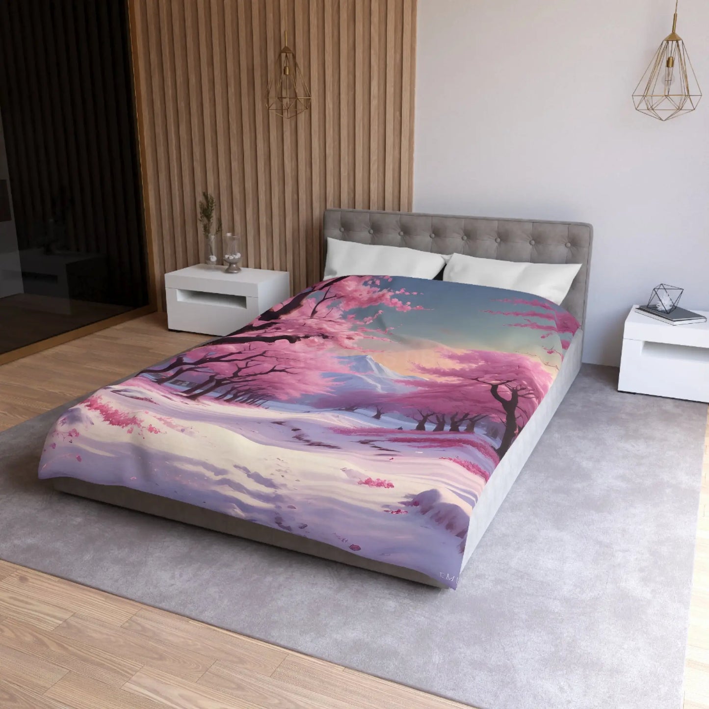 Cherry Blossom Microfiber Duvet Cover Cozy Bedding Spring Decor Floral Comforter Bedroom Makeover Gift Idea - Home Decor