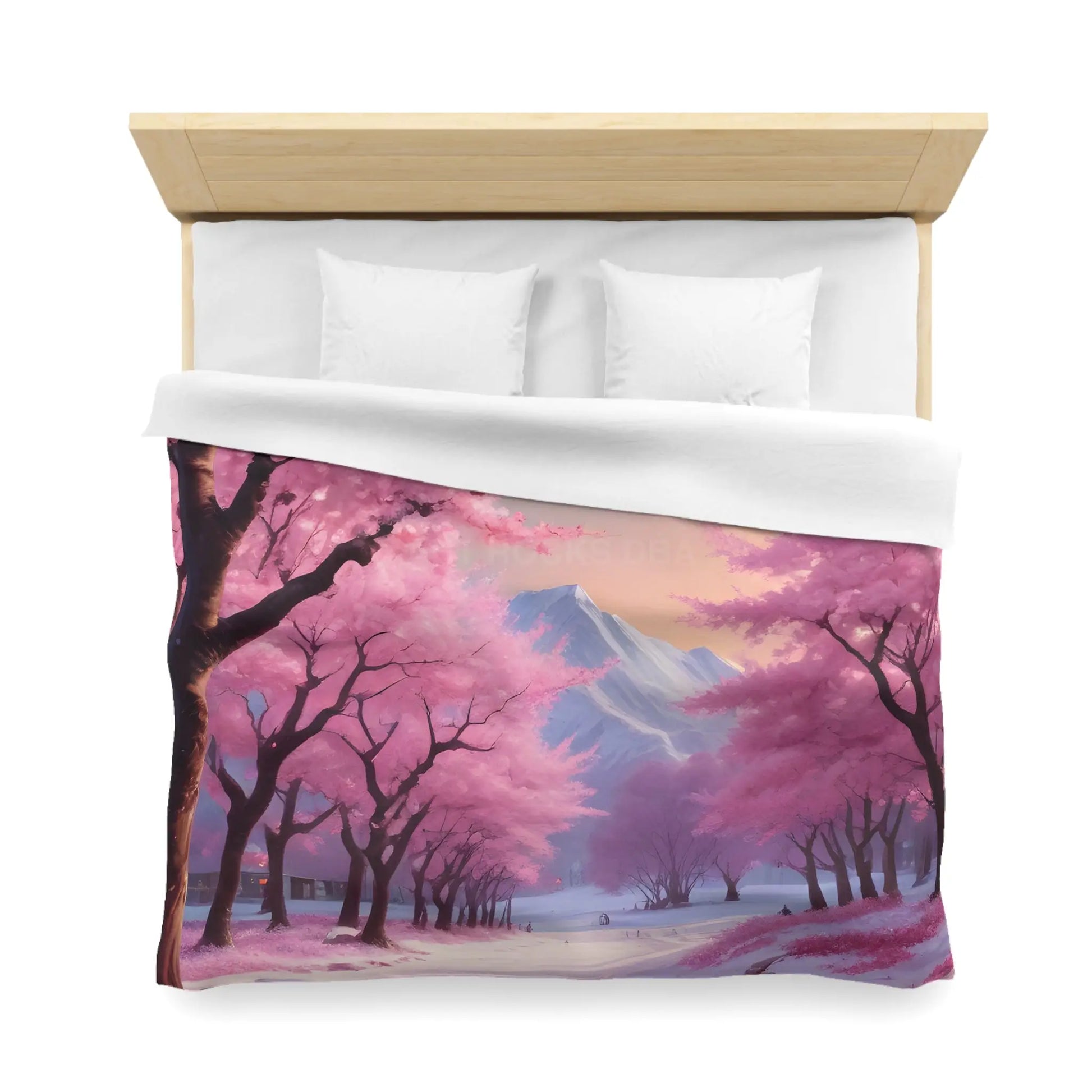 Cherry Blossom Microfiber Duvet Cover Cozy Bedding Spring Decor Floral Comforter Bedroom Makeover Gift Idea - Home Decor
