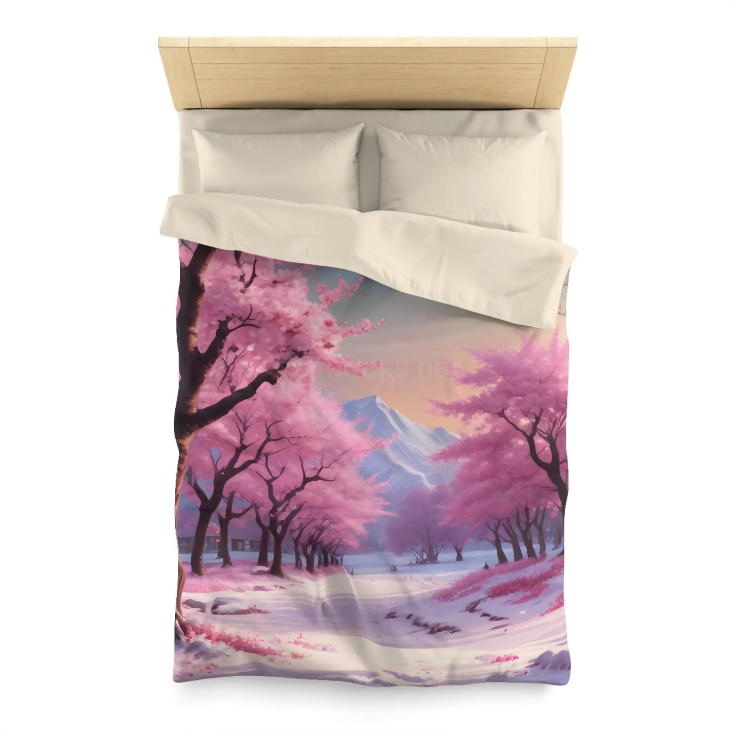 Cherry Blossom Microfiber Duvet Cover Cozy Bedding Spring Decor Floral Comforter Bedroom Makeover Gift Idea - Home Decor