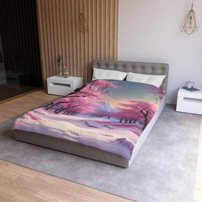 Cherry Blossom Microfiber Duvet Cover Cozy Bedding Spring Decor Floral Comforter Bedroom Makeover Gift Idea - Home Decor