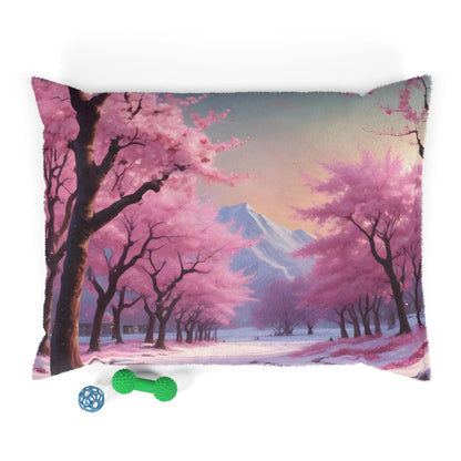 Cherry Blossom Mountain Pet Bed — Soft Floral Dog & Cat Pillow - 40’’ × 30’’ - Pets
