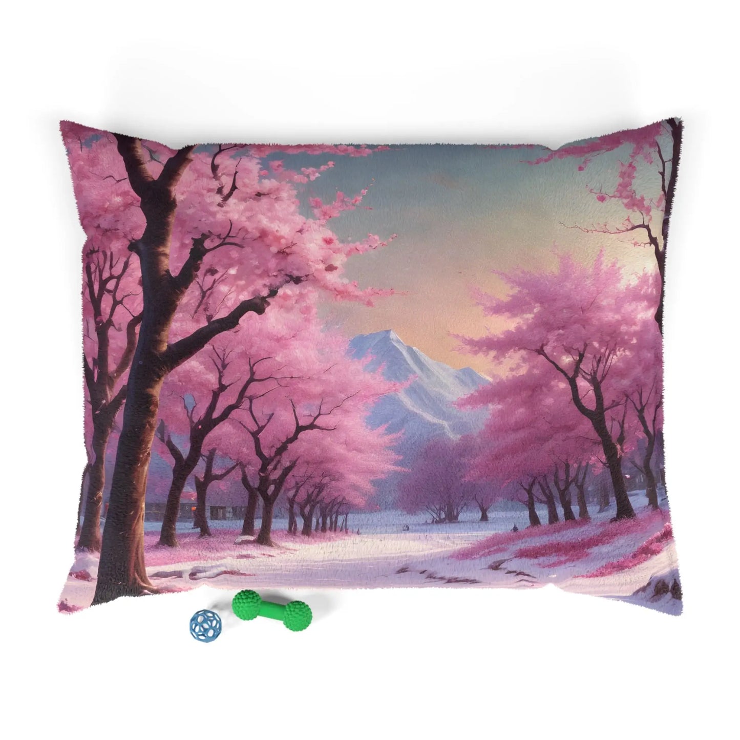 Cherry Blossom Mountain Pet Bed — Soft Floral Dog & Cat Pillow - 50’’ × 40’’ - Pets