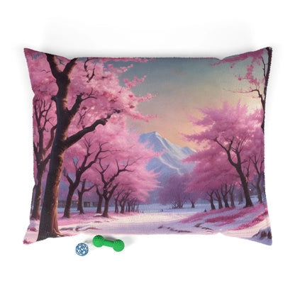 Cherry Blossom Mountain Pet Bed — Soft Floral Dog & Cat Pillow - 50’’ × 40’’ - Pets