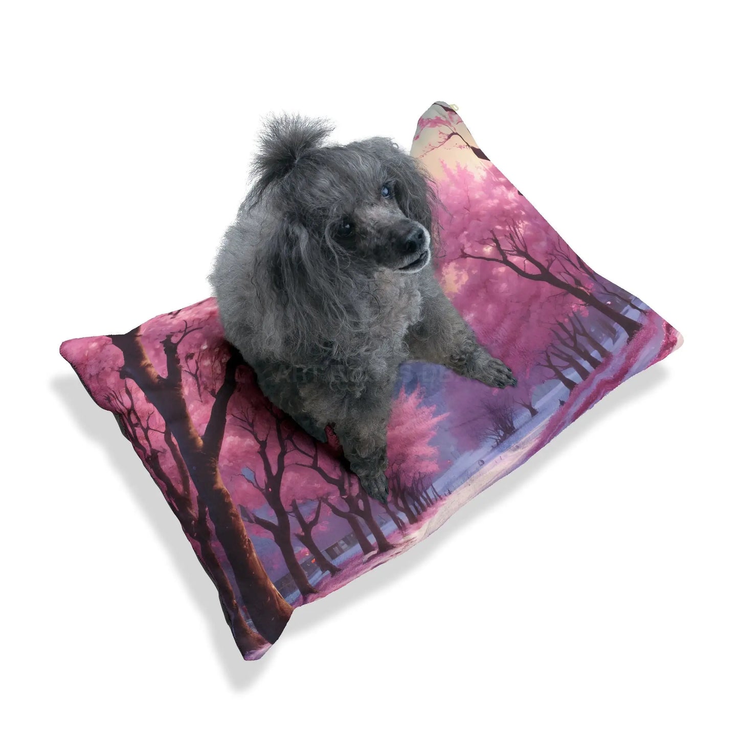 Cherry Blossom Mountain Pet Bed — Soft Floral Dog & Cat Pillow - Pets