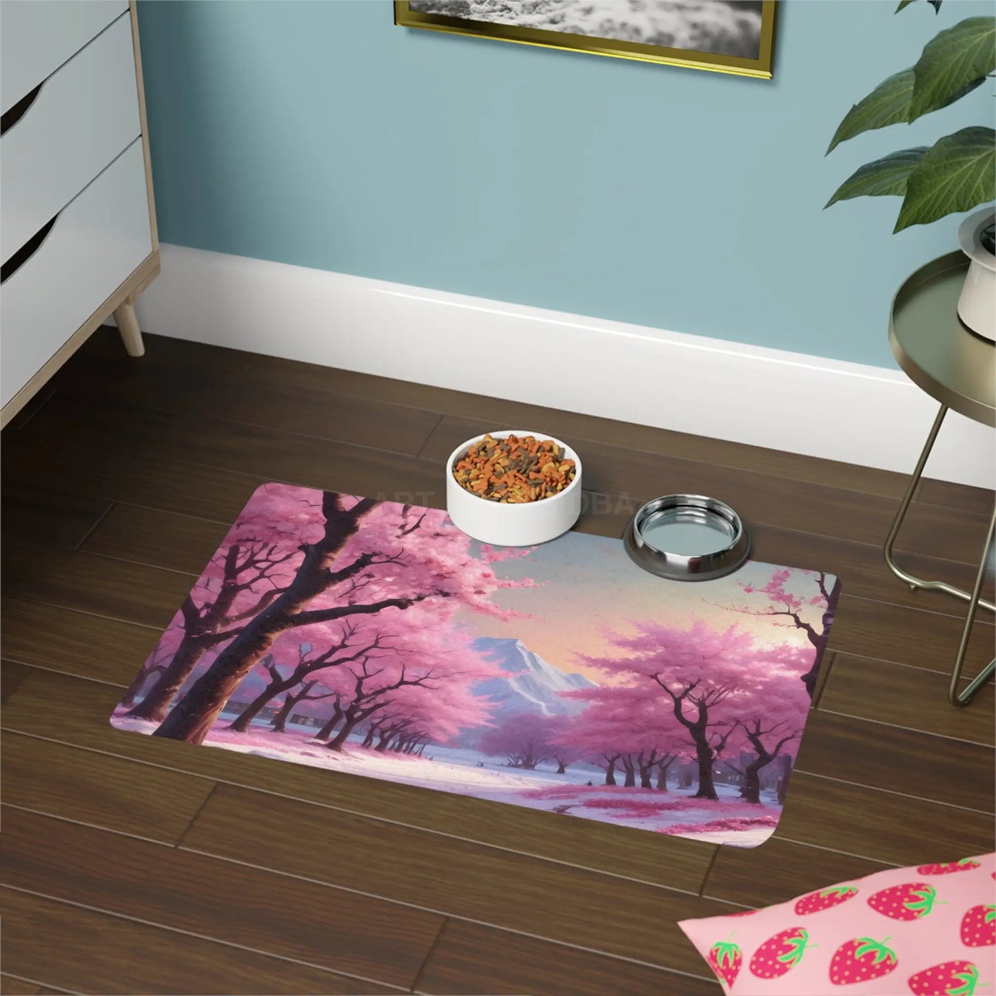 Cherry Blossom Pet Food Mat — 12x18 Waterproof Feeding Mat - 12’’ × 18’’ / Rectangle - Pets