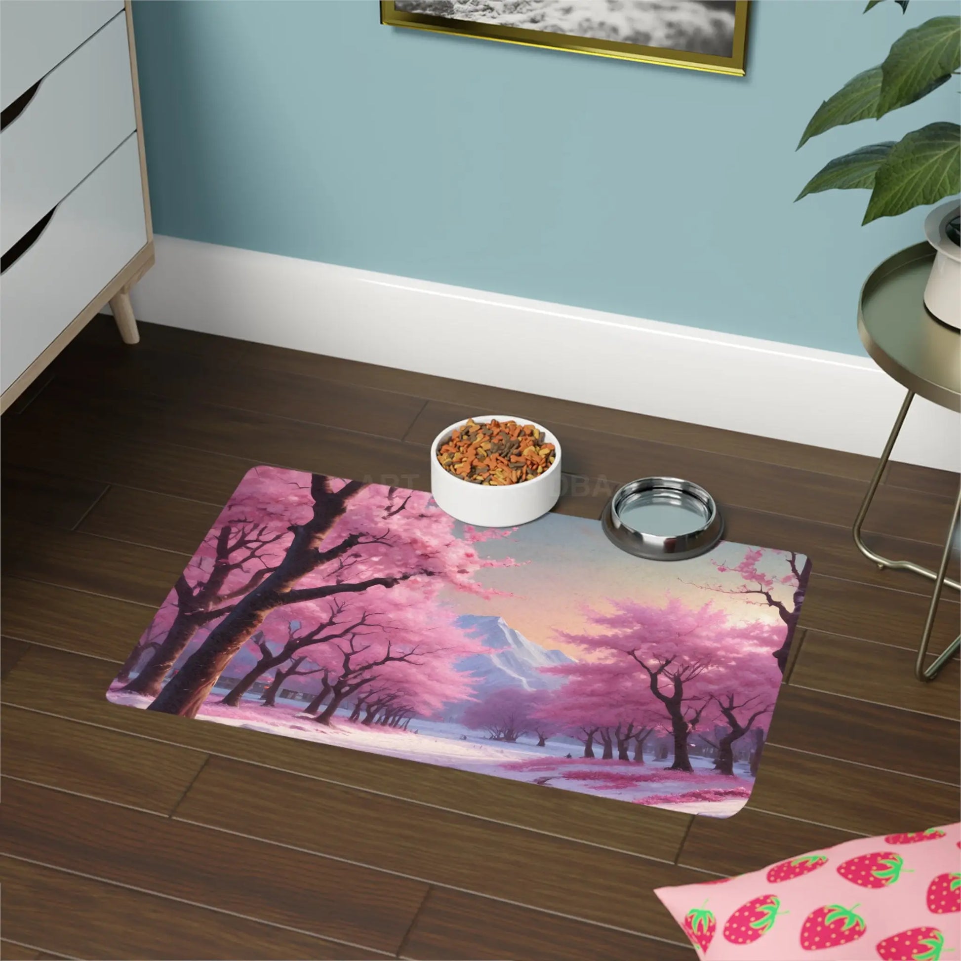 Cherry Blossom Pet Food Mat — 12x18 Waterproof Feeding Mat - 12’’ × 18’’ / Rectangle - Pets