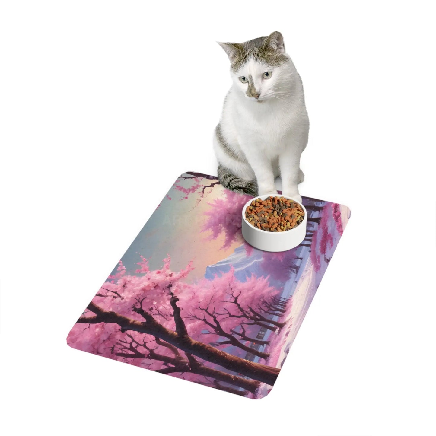 Cherry Blossom Pet Food Mat — 12x18 Waterproof Feeding Mat - 12’’ × 18’’ / Rectangle - Pets