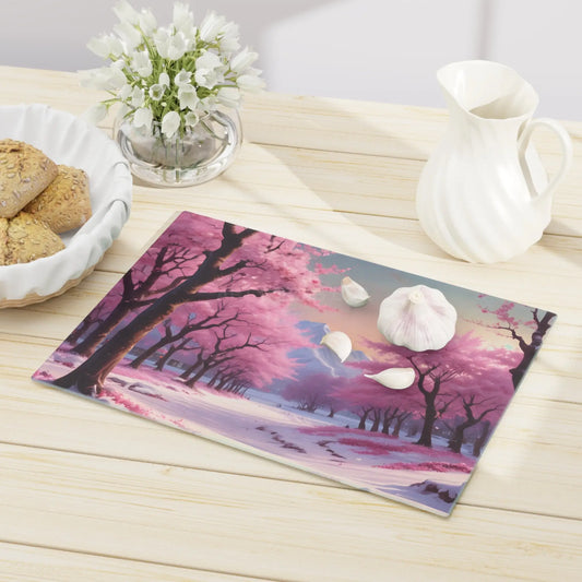 Cherry Blossom Scenic Cutting Board – Sakura Mountain Kitchen Decor - Large - Home Decor