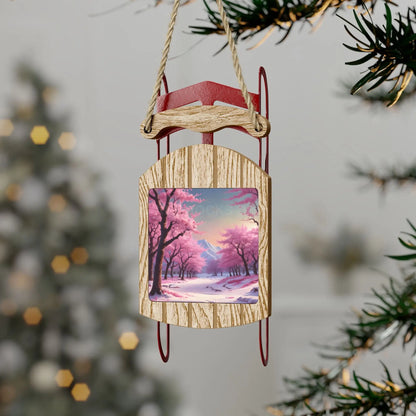 Cherry Blossom Sled Ornament - 2.1’’ × 4.6’’ / 1 pc - Home Decor