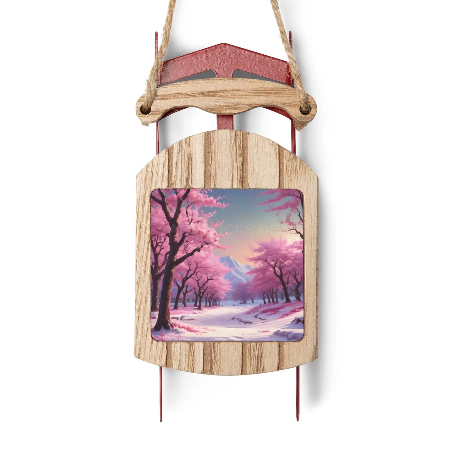 Cherry Blossom Sled Ornament - 2.1’’ × 4.6’’ / 1 pc - Home Decor