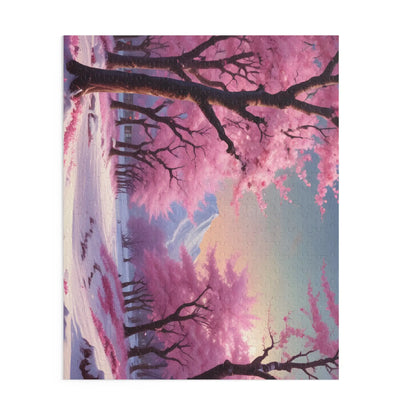 Cherry Blossom Snowscape Puzzle — Scenic 120/252/500-Piece Jigsaw - Puzzle