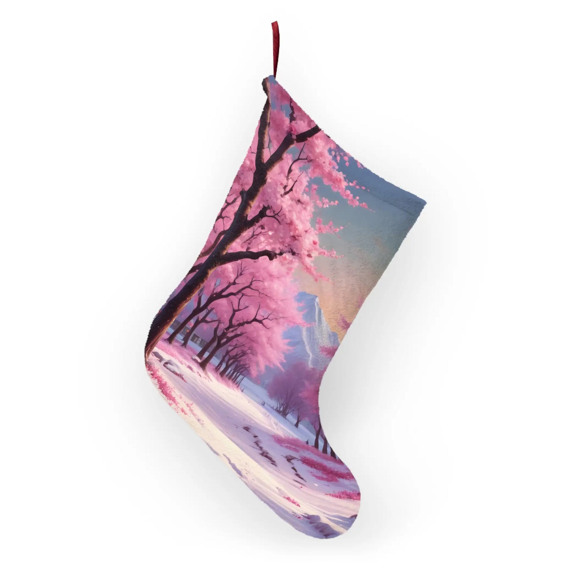 Cherry Blossom Winter Christmas Stocking - One size - Home Decor