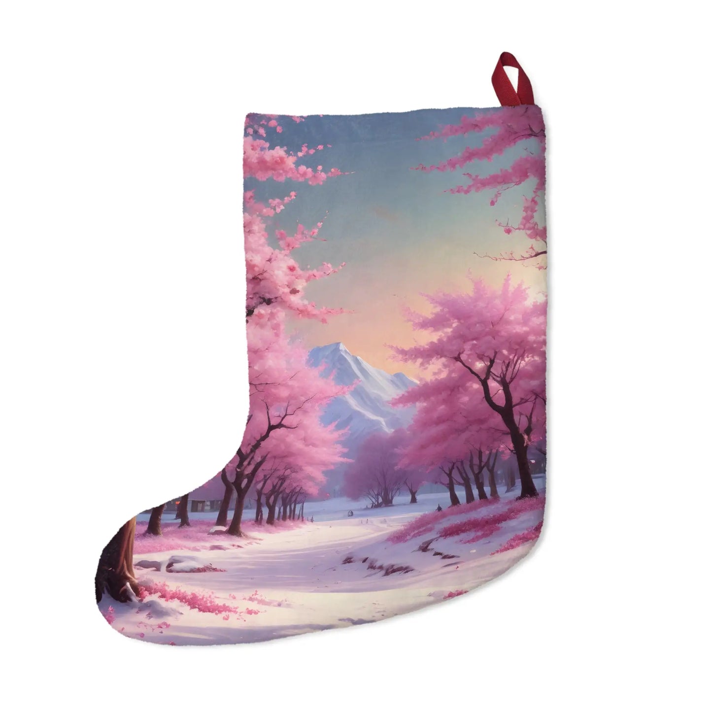 Cherry Blossom Winter Christmas Stocking - One size - Home Decor