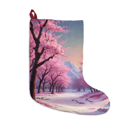 Cherry Blossom Winter Christmas Stocking - One size - Home Decor