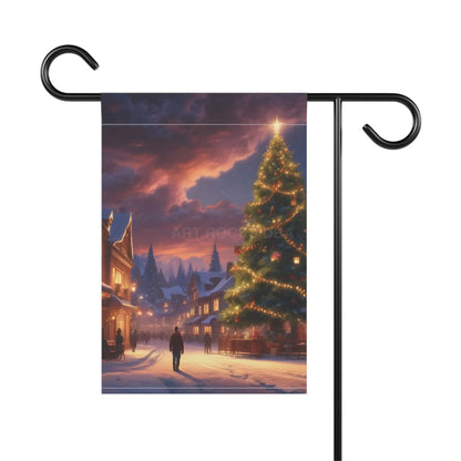 Christmas Garden Banner Holiday Decor Outdoor Decorations Winter Scene Flag Festive Home Accents - 12’’ × 18’’ - Home