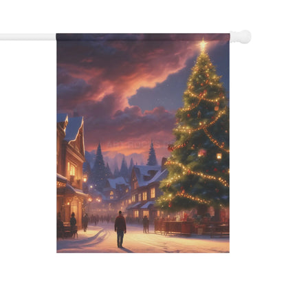 Christmas Garden Banner Holiday Decor Outdoor Decorations Winter Scene Flag Festive Home Accents - 12’’ × 18’’ - Home
