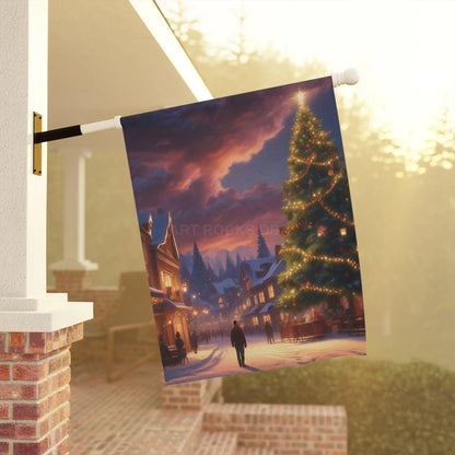 Christmas Garden Banner Holiday Decor Outdoor Decorations Winter Scene Flag Festive Home Accents - 12’’ × 18’’ - Home