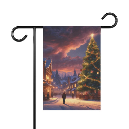 Christmas Garden Banner Holiday Decor Outdoor Decorations Winter Scene Flag Festive Home Accents - 12’’ × 18’’ - Home