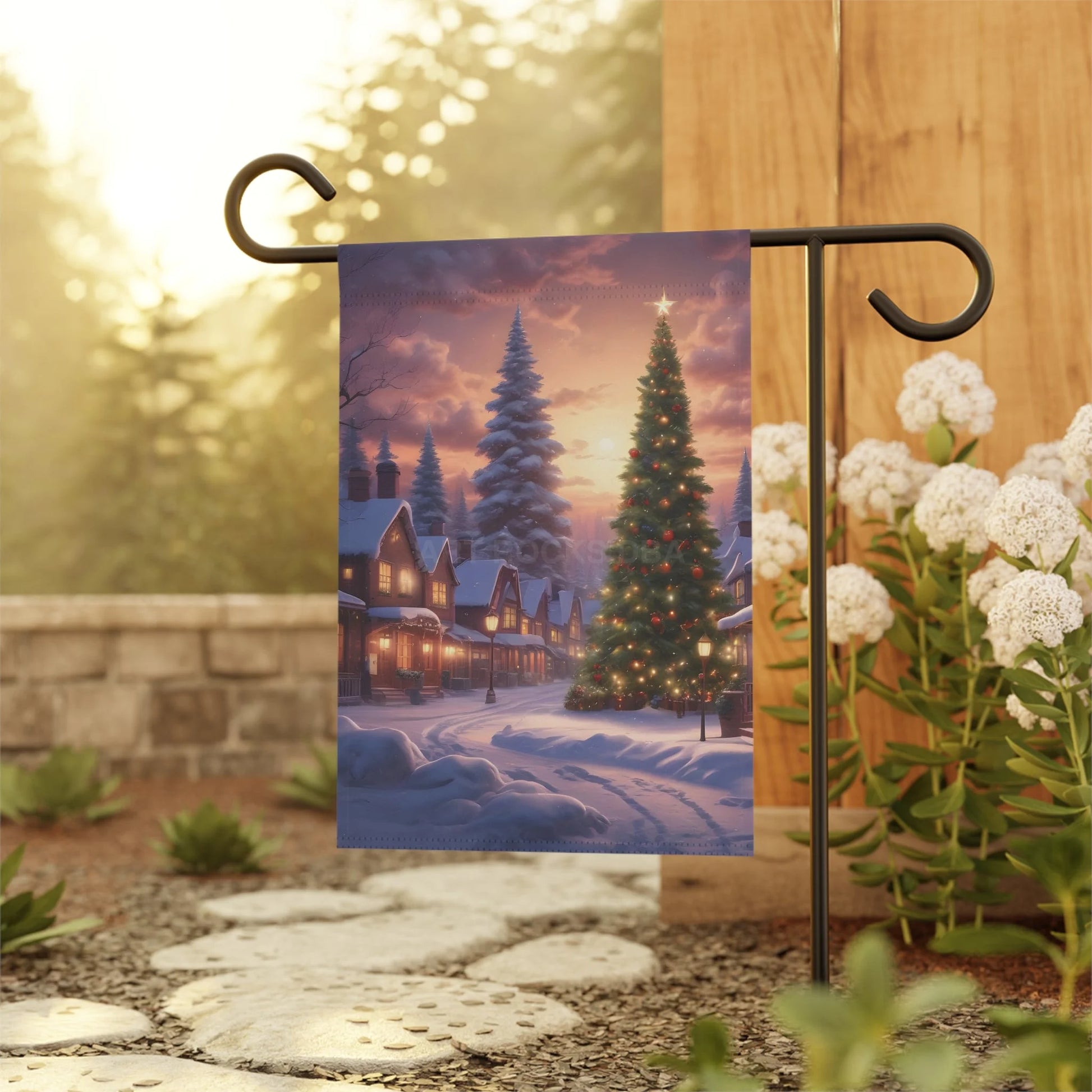 Christmas Garden Banner Winter Decor Holiday Flag Outdoor Holiday Decoration Festive Yard Sign - 12’’ × 18’’ - Home