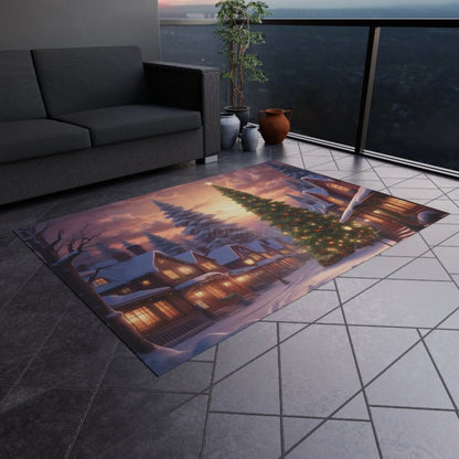 Christmas Outdoor Rug Seasonal Decor Holiday Patio Mat Winter Wonderland Rug Festive Entertaining Cozy Outdoor Space