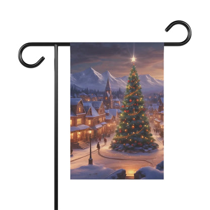 Christmas Town Garden Banner Holiday Decoration Outdoor Decor Winter Scene Seasonal Banner Festive Banner - 12’’ × 18’’