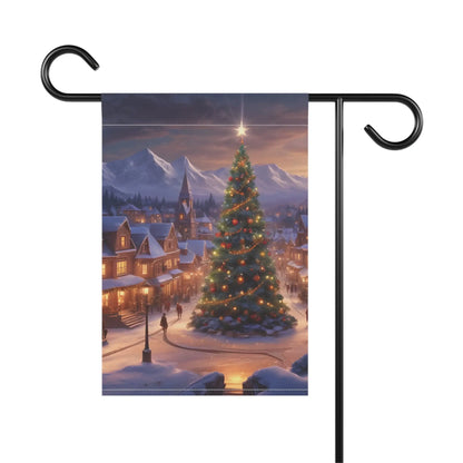 Christmas Town Garden Banner Holiday Decoration Outdoor Decor Winter Scene Seasonal Banner Festive Banner - 12’’ × 18’’