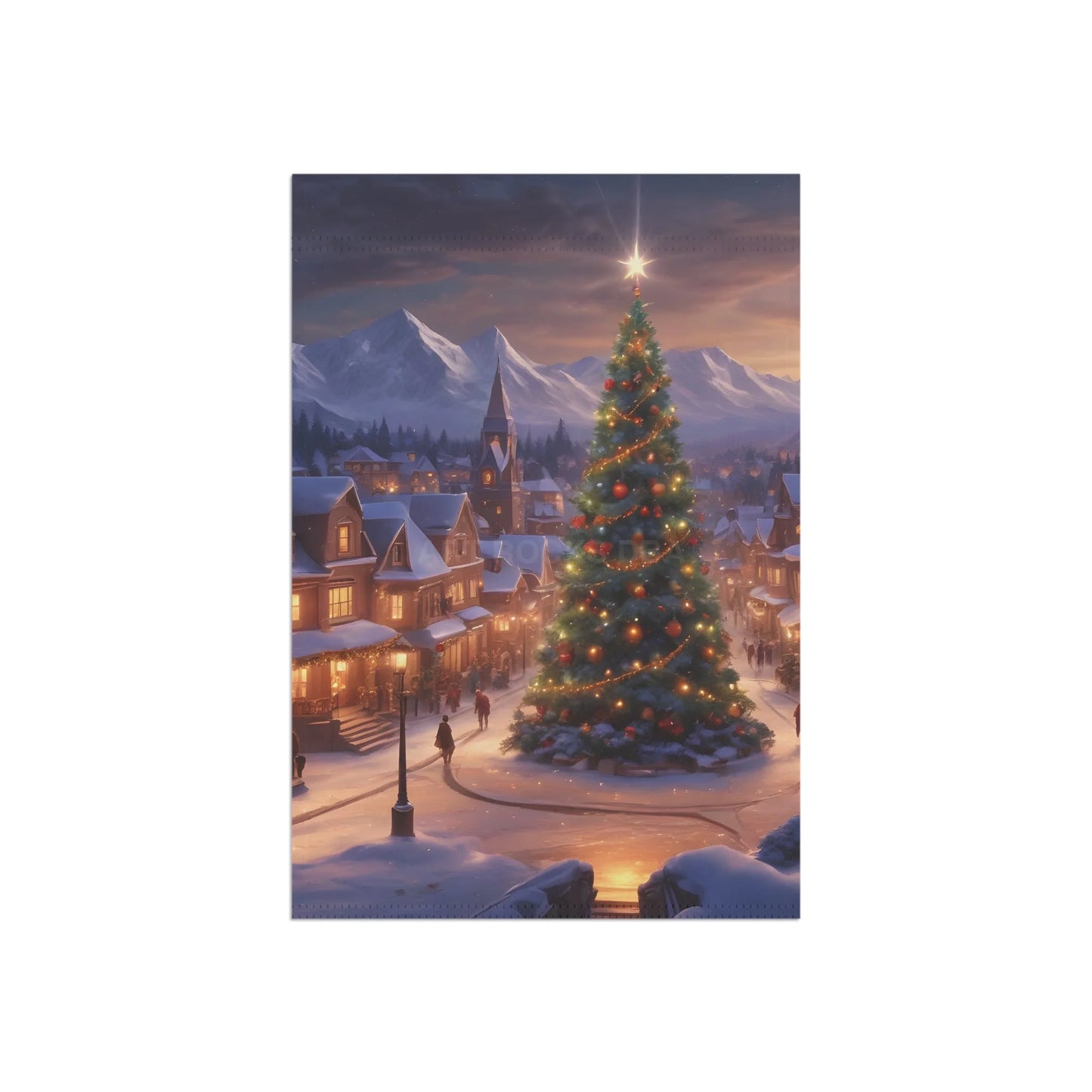 Christmas Town Garden Banner Holiday Decoration Outdoor Decor Winter Scene Seasonal Banner Festive Banner - 12’’ × 18’’
