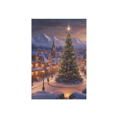 Christmas Town Garden Banner Holiday Decoration Outdoor Decor Winter Scene Seasonal Banner Festive Banner - 12’’ × 18’’