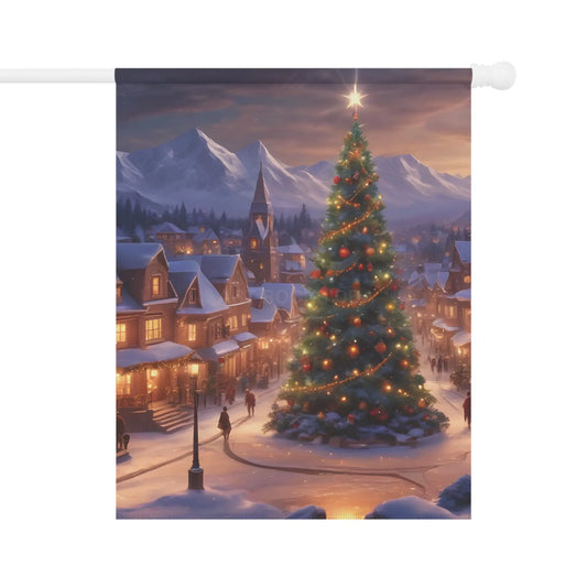 Christmas Town Garden Banner Holiday Decoration Outdoor Decor Winter Scene Seasonal Banner Festive Banner - 12’’ × 18’’