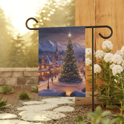 Christmas Town Garden Banner Holiday Decoration Outdoor Decor Winter Scene Seasonal Banner Festive Banner - 12’’ × 18’’