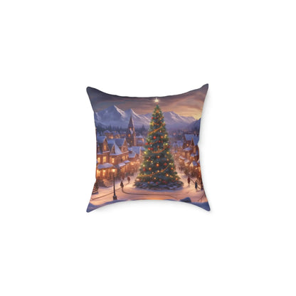 Christmas Tree Decorative Pillow Cozy Holiday Decor Winter Home Accent Gift for Friends and Family - 16’’ × 16’’ - Home