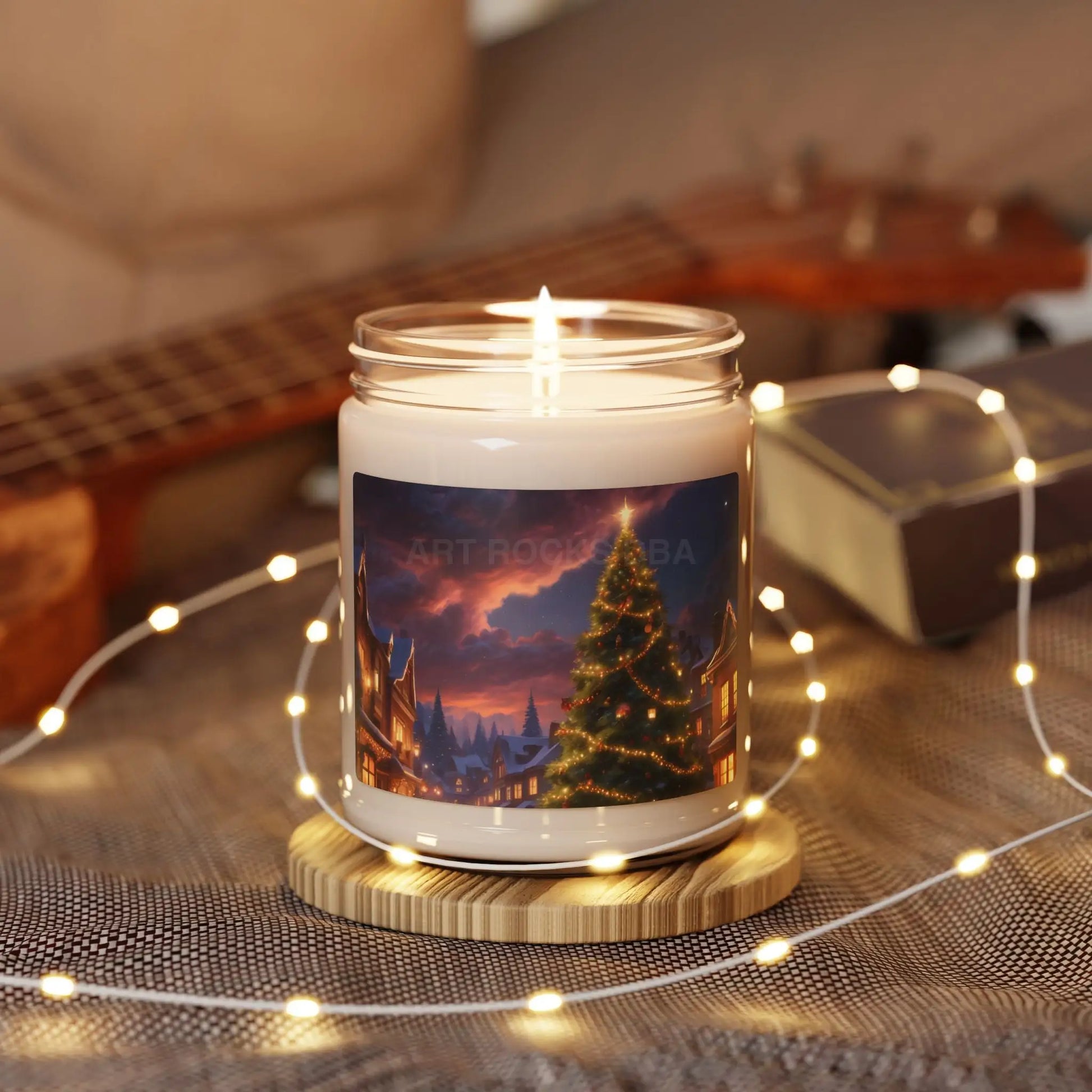 Christmas Tree in The Night Sky Scented Soy Candle Cozy Home Decor Winter Fragrance Holiday Gift Aromatherapy Candle