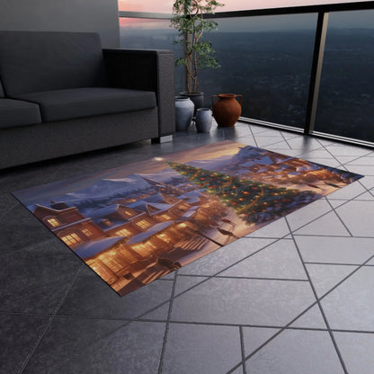 Christmas Tree Themed Outdoor Rug Holiday Patio Mat Winter Decor Festive Entrance Rug Christmas Tree Design - Home Decor