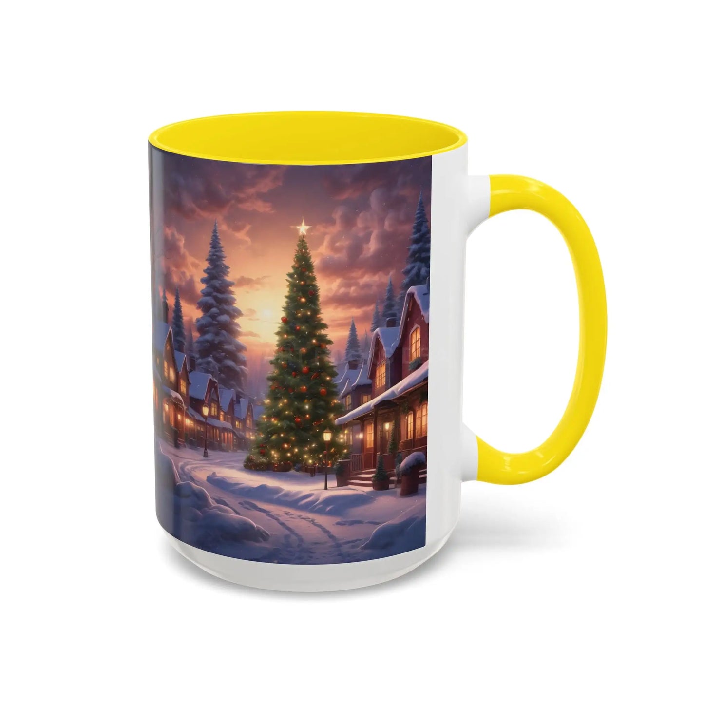 Christmas Village Accent Coffee Mug — Cozy Snowy Night Holiday Coffee Cup (11/15oz) - Mug