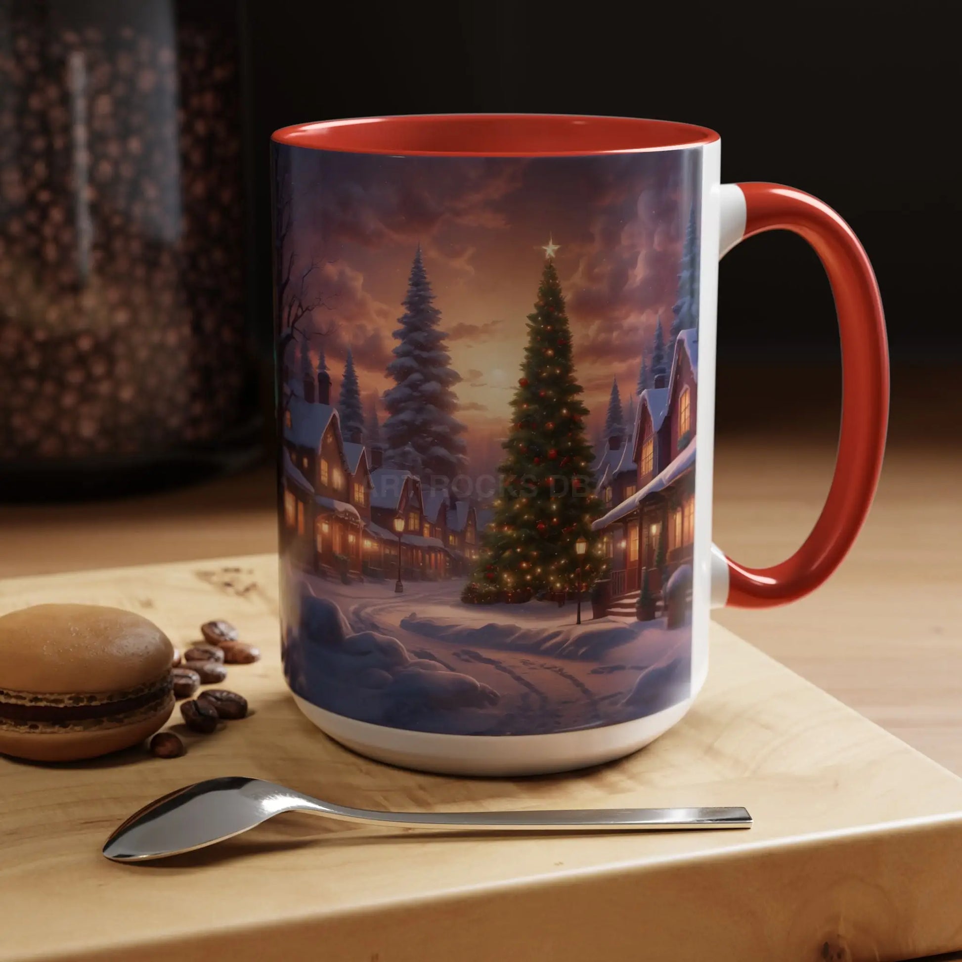 Christmas Village Accent Coffee Mug — Cozy Snowy Night Holiday Coffee Cup (11/15oz) - Mug