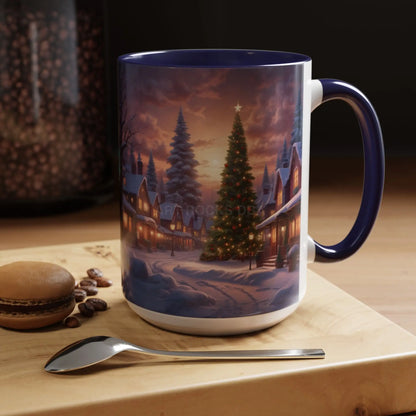 Christmas Village Accent Coffee Mug — Cozy Snowy Night Holiday Coffee Cup (11/15oz) - Mug