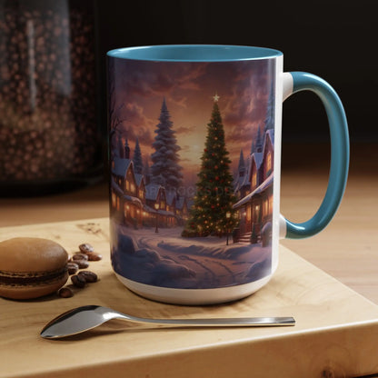 Christmas Village Accent Coffee Mug — Cozy Snowy Night Holiday Coffee Cup (11/15oz) - Mug