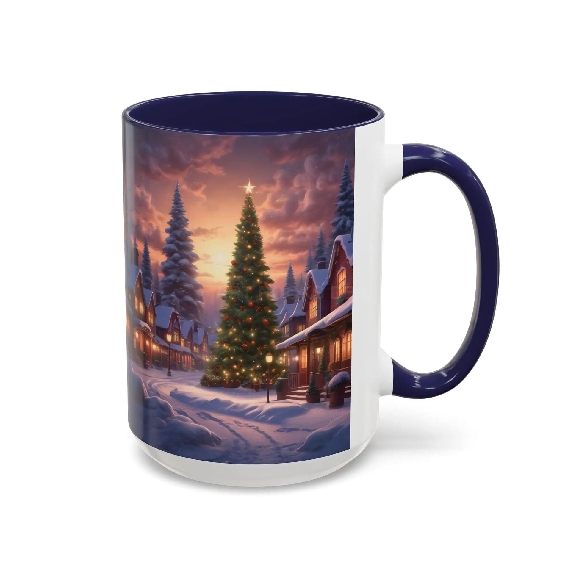 Christmas Village Accent Coffee Mug — Cozy Snowy Night Holiday Coffee Cup (11/15oz) - Mug