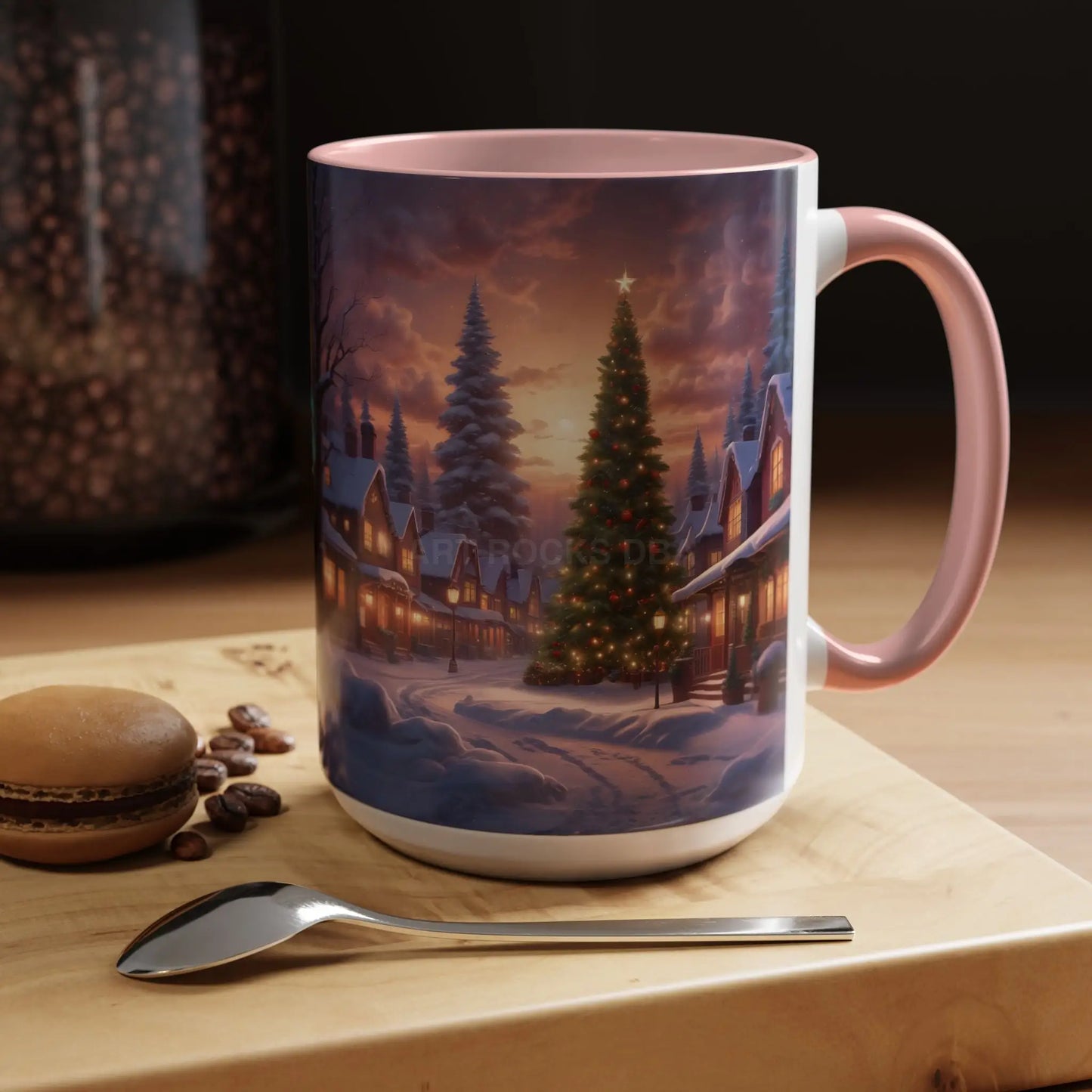 Christmas Village Accent Coffee Mug — Cozy Snowy Night Holiday Coffee Cup (11/15oz) - Mug