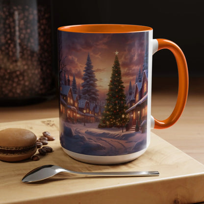 Christmas Village Accent Coffee Mug — Cozy Snowy Night Holiday Coffee Cup (11/15oz) - Mug