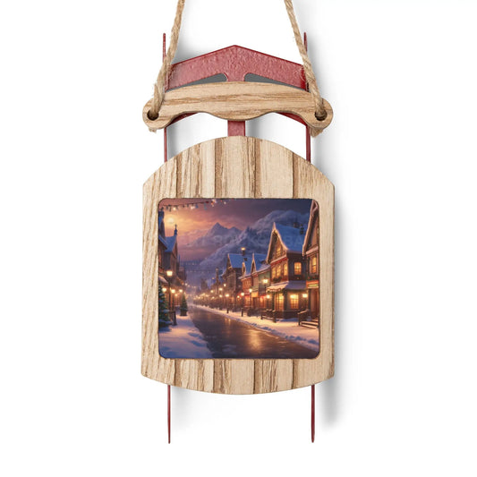 Christmas Village Sled Ornament — Holiday Tree Decoration - 2.1’’ × 4.6’’ / 1 pc - Home Decor