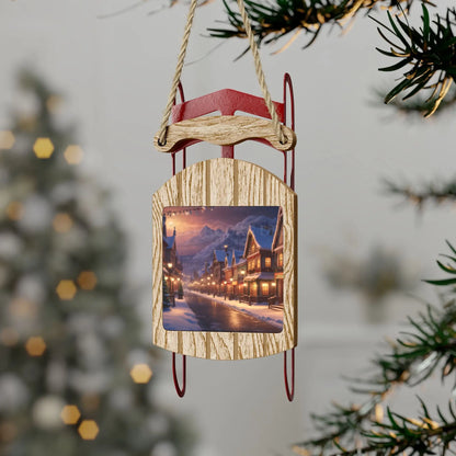 Christmas Village Sled Ornament — Holiday Tree Decoration - 2.1’’ × 4.6’’ / 1 pc - Home Decor