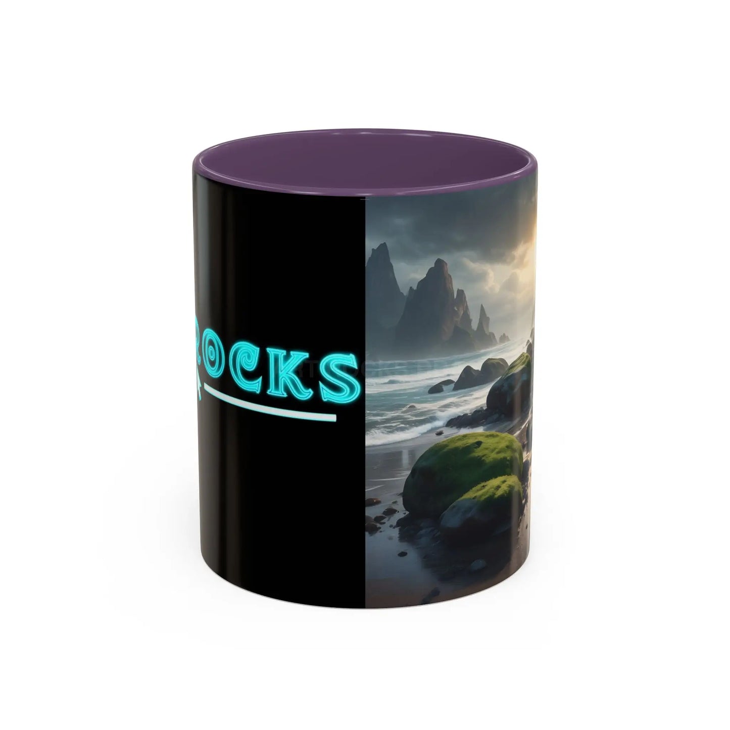 Coastal Coffee Mug — Ocean Rocks Landscape Accent Mug (11/15 oz) - 11oz / Purple - Mug