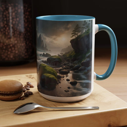 Coastal Coffee Mug — Ocean Rocks Landscape Accent Mug (11/15 oz) - Mug